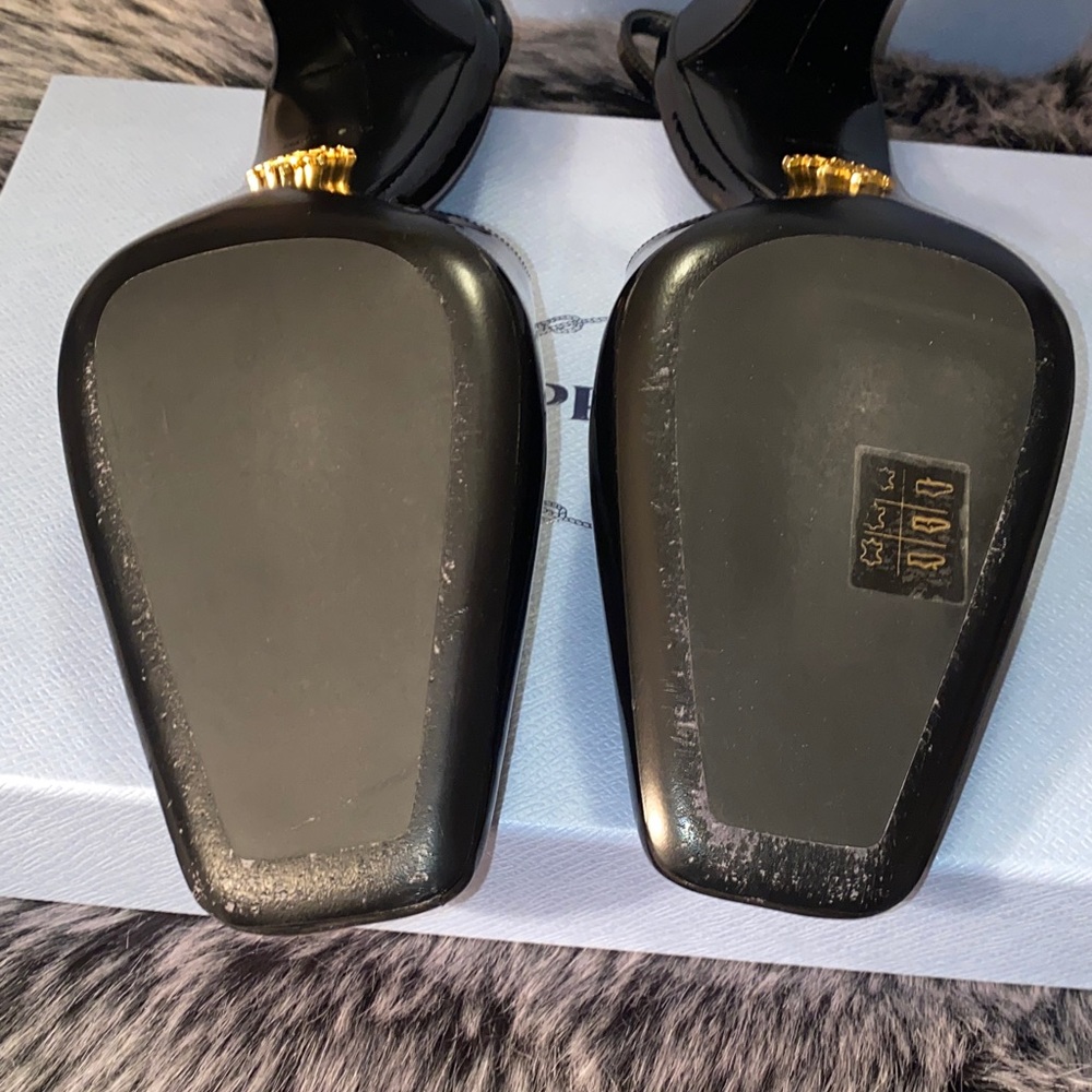 Prada Glossy Black Slingback Heels - Picture 3 of 14